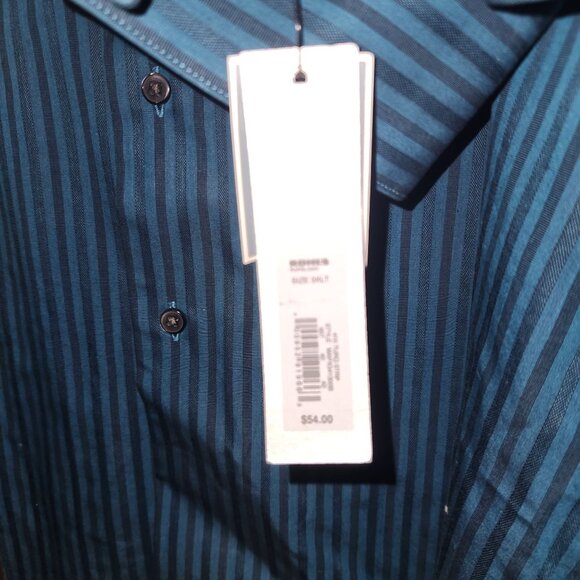 NWT APT.9 Big & Tall Striped Button-Down Shirt 3XLT 100% Cotton Green Black - Picture 3 of 7